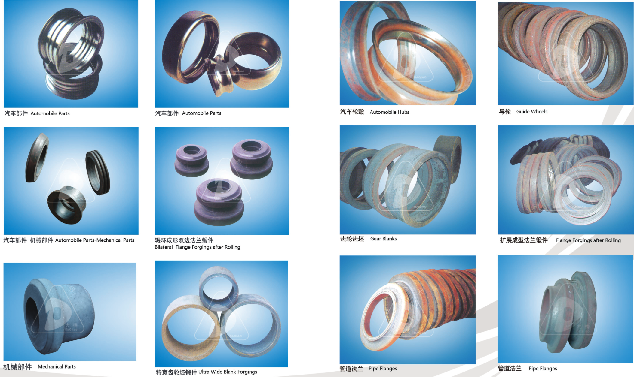 Finished ring products including hubs flanges and gear blanks